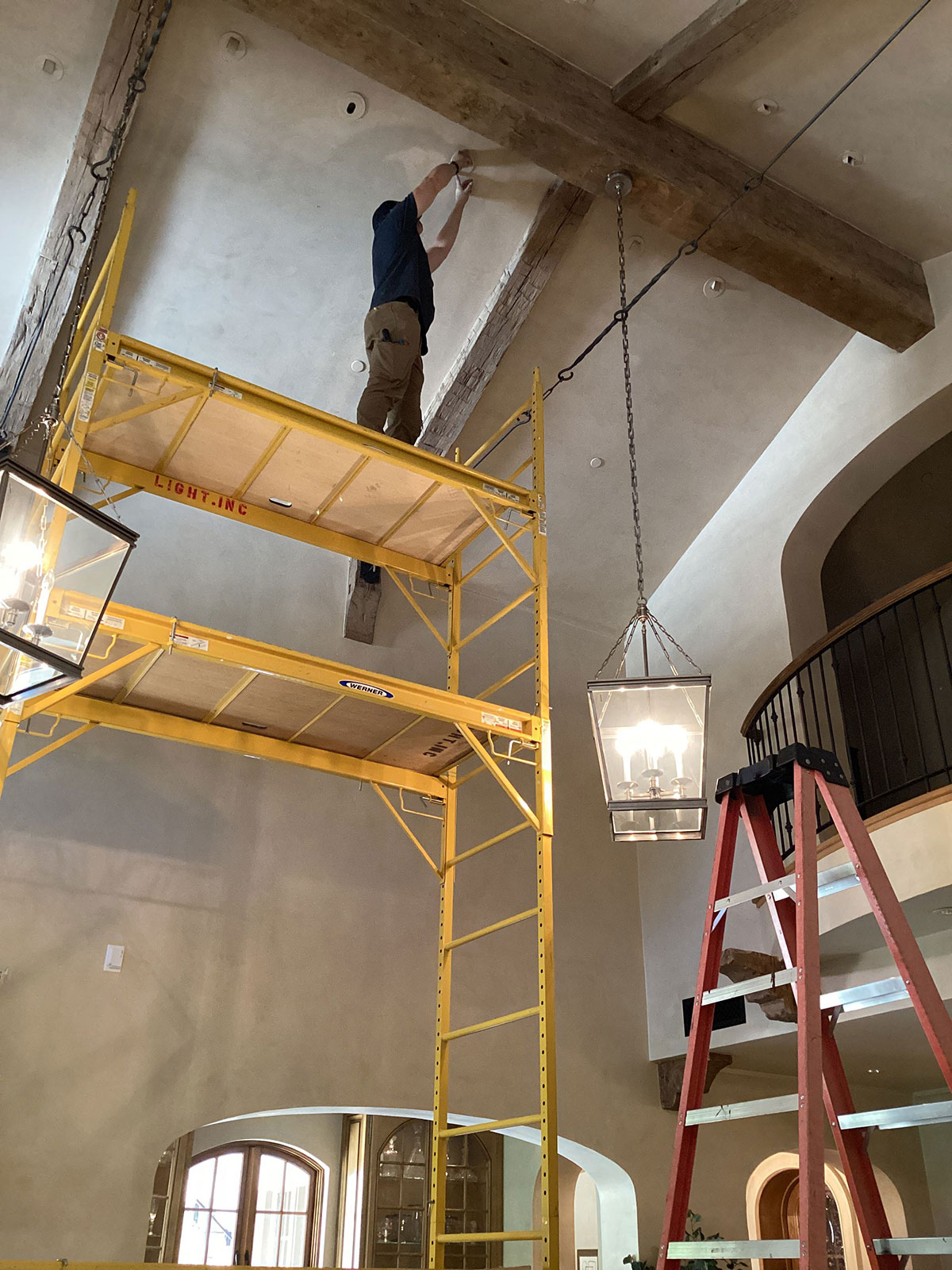 high ceiling electrical installation