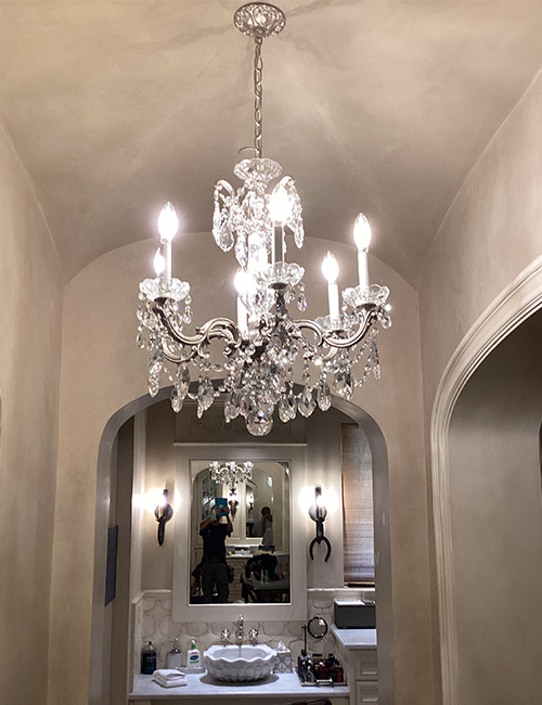install chandelier in bathroom